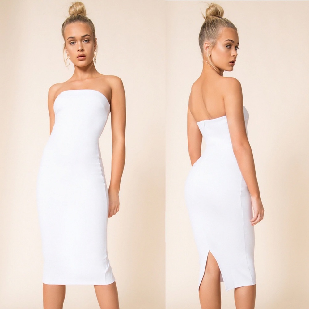 Superdown Women's Lilian Bachelorette Strapless Midi Dress White XSmall